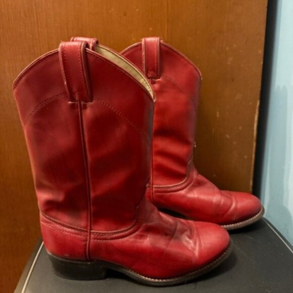 Vintage 1980s Red Laredo Round-toe Roper Cowboy Boots - 6M - Picture 8 of 16